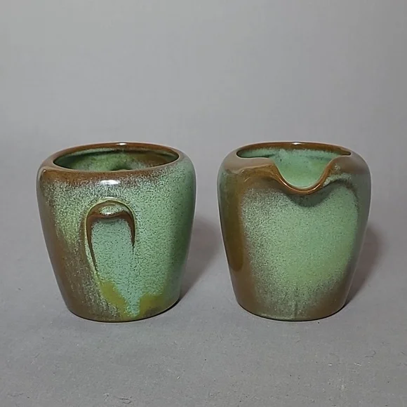 Frankoma Pottery Plainsman Prairie Green 5DA 5DB Creamer & Sugar - Picture 3 of 13